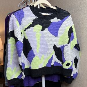 Listicle Black, Purple, and Green Women's Sweater